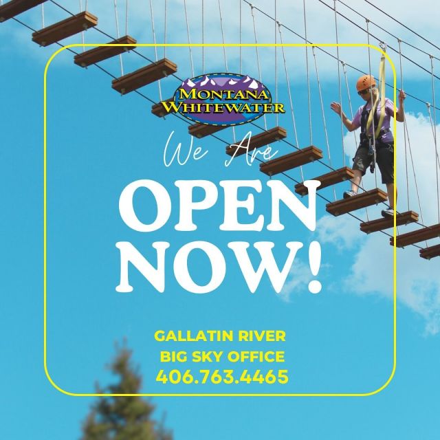 Gallatin River Raft Trips + Guided Zipline Tours are NOW OPEN!!! Who’s ready to fly high and get wet?#bigsky #bigskymt #gallatinriver #ziplinetour #ziplineadventure #raftingadventure #zipanddip #montana #montanaadventures #montanawhitewater #mtww #mtwhitewater